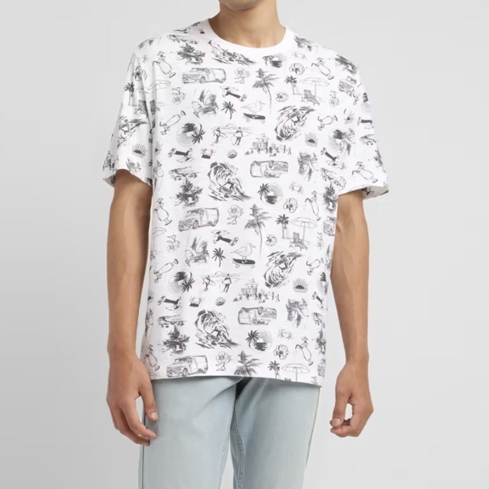 Levi's Conversational Slim Fit‎ All Over Print T-Shirt Men's Size L Beach Surfer